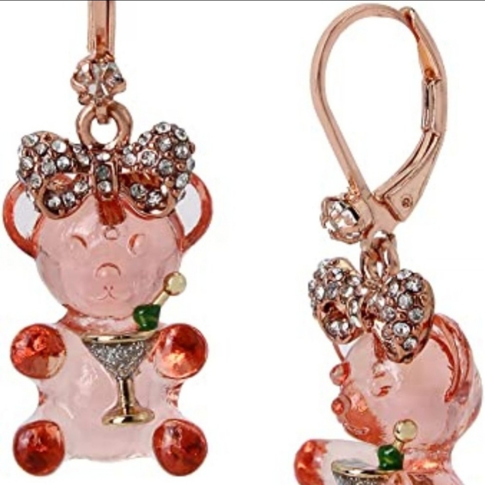 Betsey Johnson Martini Gummy Bear Drop Earrings